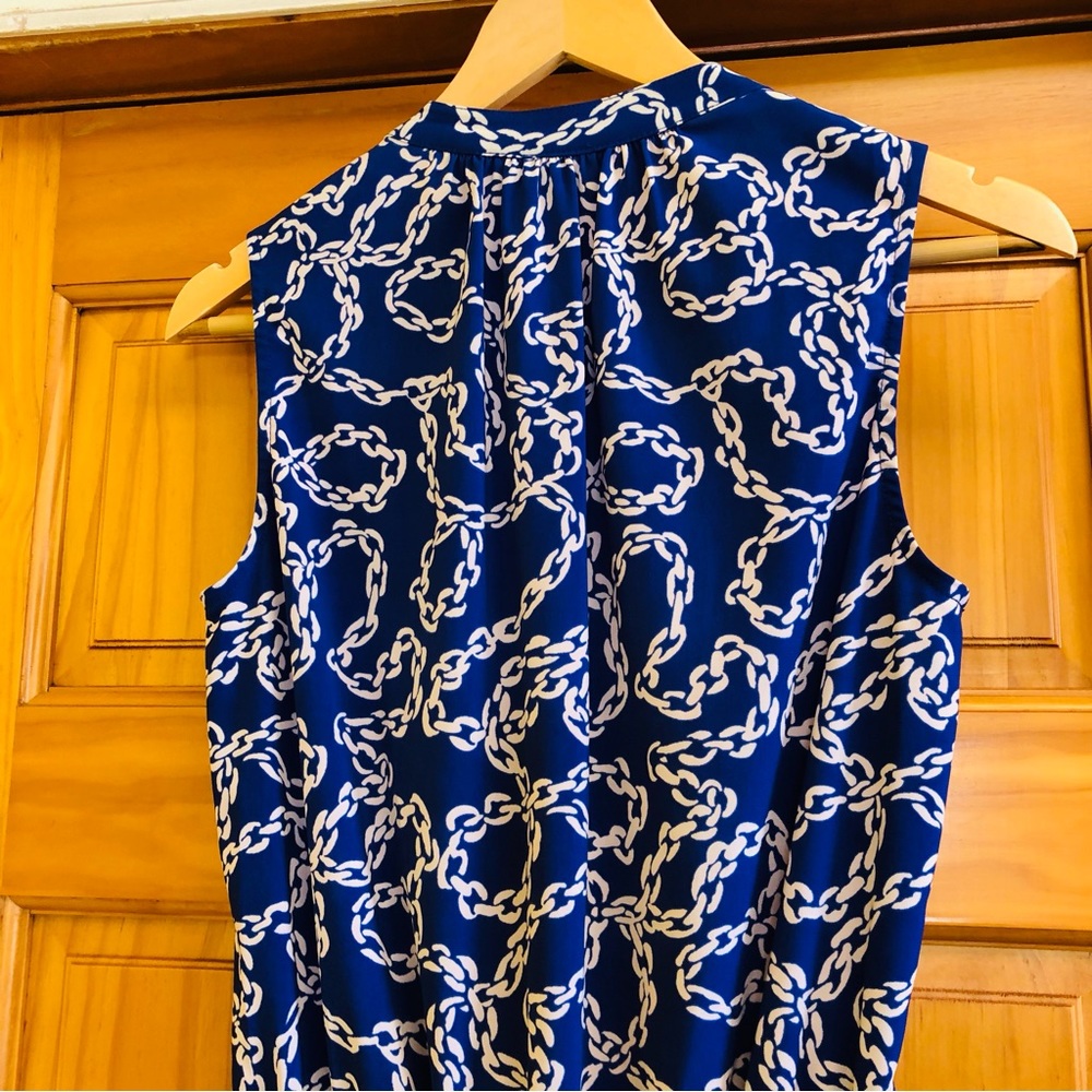 LIZ CLAIBORNE Dress Size 4 / Summer Shirt Dress / Chain Design / V-Neck - Picture 13 of 16
